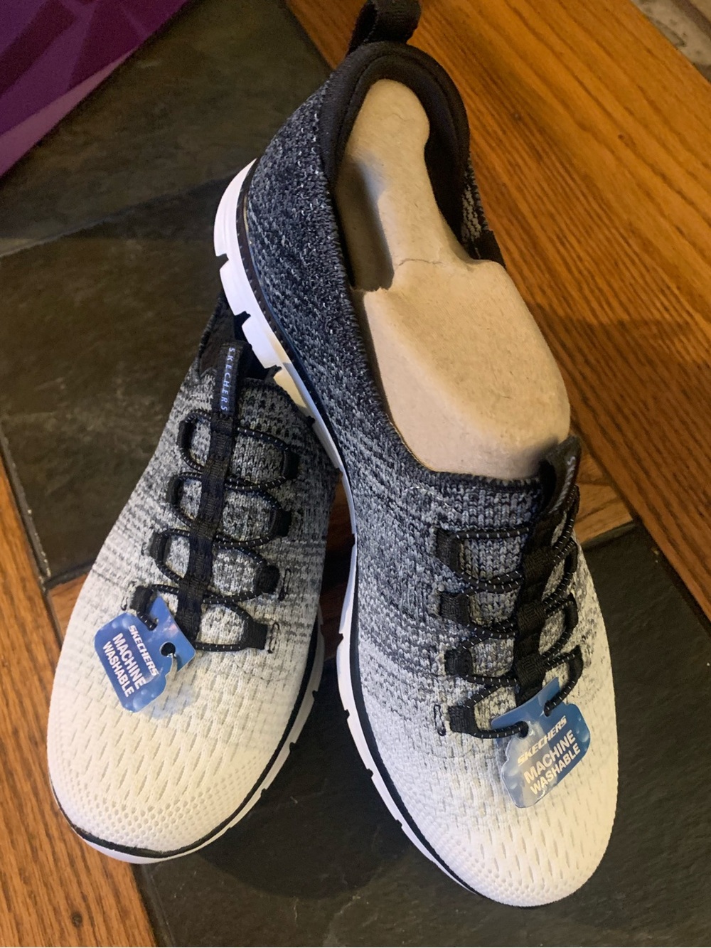 Skechers black and white sneakers size 8